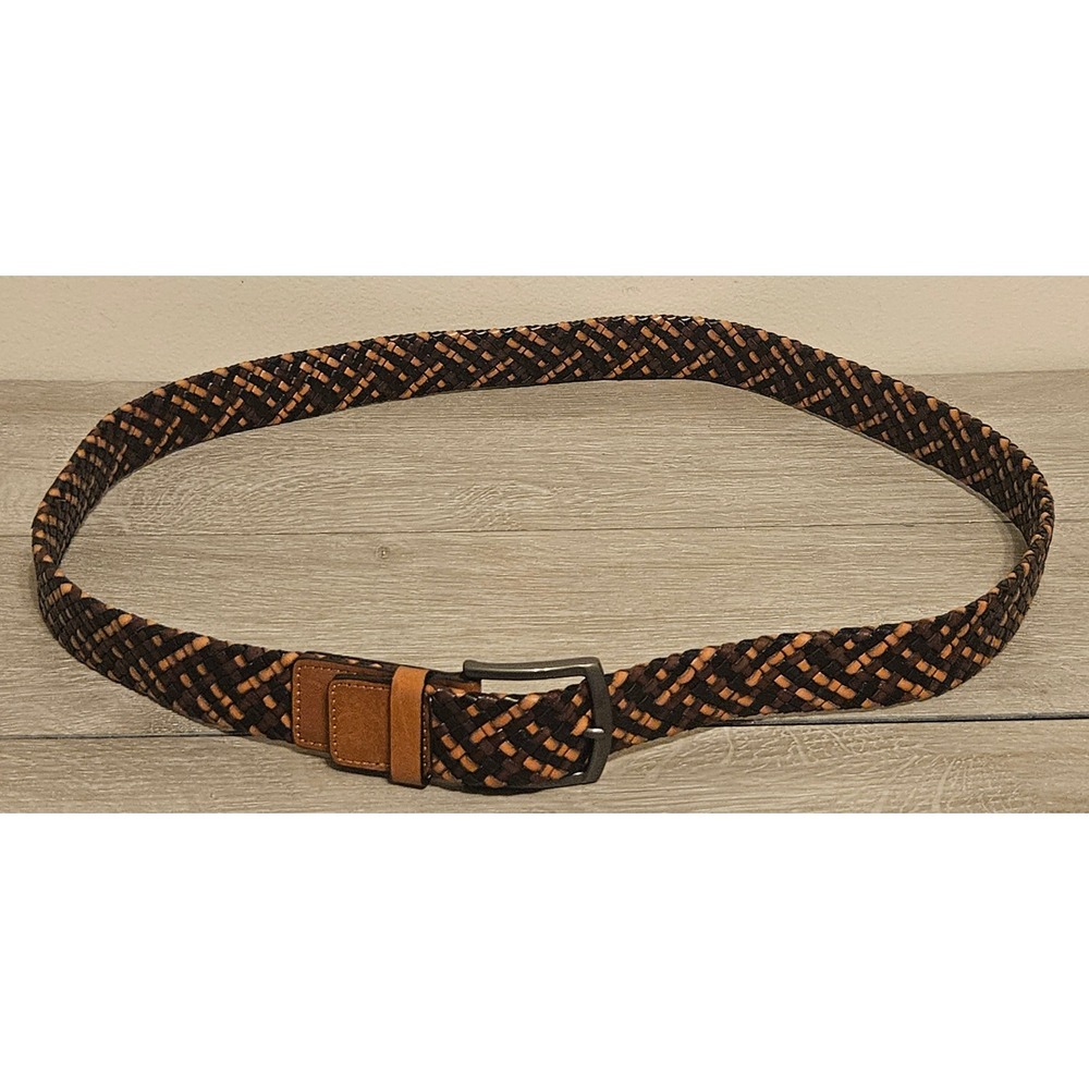 Tommy Bahama Mens Woven Leather Belt Brown Braided Marlin Logo XL 1104TM0020-282